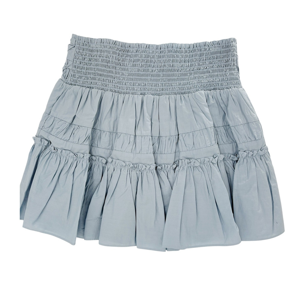 RAMY BROOK Skirt NEW Size M Jordan Smocked Light Blue Tier Cotton Miniskirt $295 - Picture 4 of 5